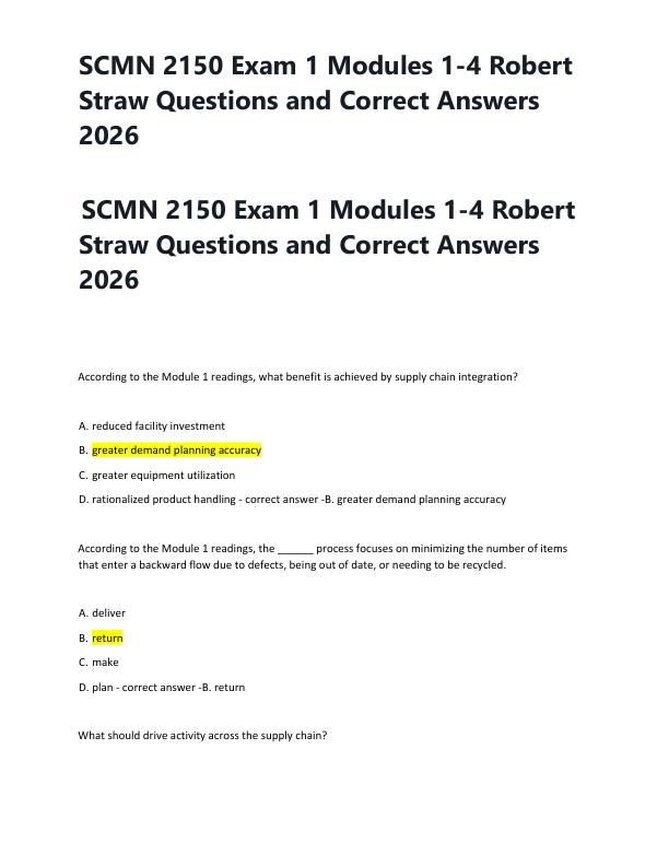 SCMN 2150 Exam 1 Modules 1-4 Robert Straw Questions and Correct Answers 2026 16