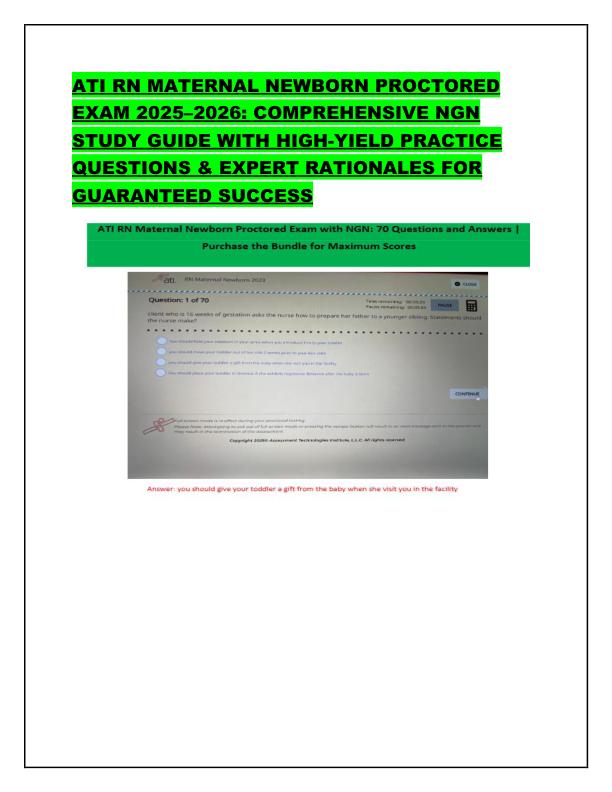 ATI RN MATERNAL NEWBORN PROCTORED EXAM 2025 3