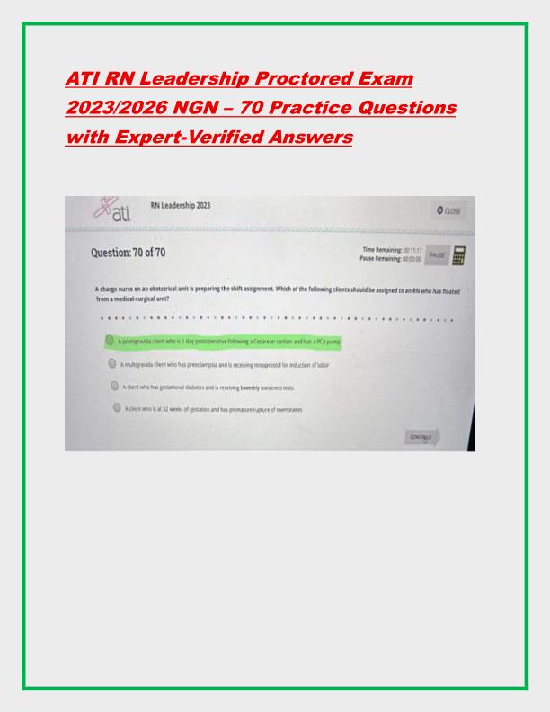 ATI RN Leadership Proctored Exam 2023
