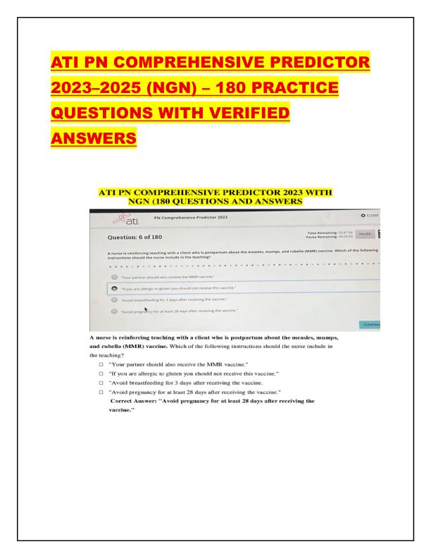 ATI PN COMPREHENSIVE PREDICTOR 2023