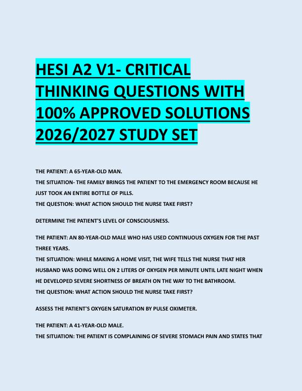 mobile-preview-HESI A2 V1- CRITICAL  THINKING QUESTIONS WITH  100% APPROVED SOLUTIONS  2026/2027 STUDY SET