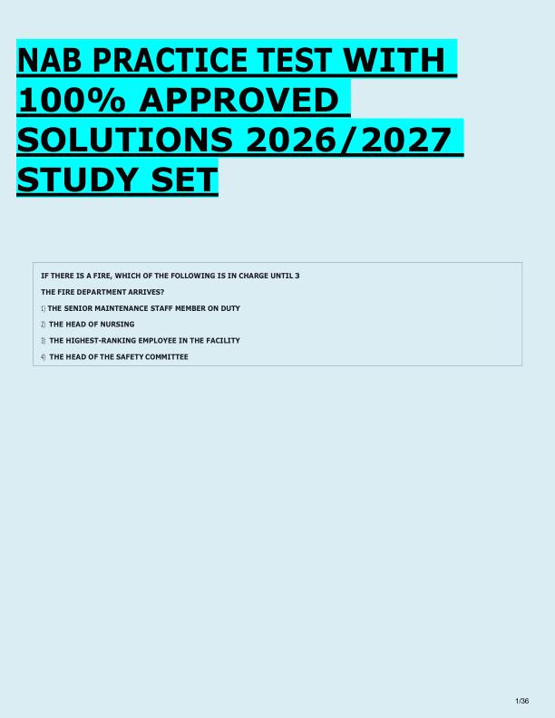 NAB PRACTICE TEST WITH  100% APPROVED  SOLUTIONS 2026/2027  STUDY SET 