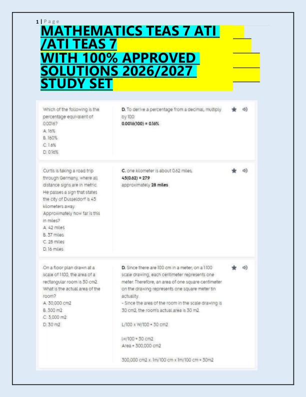 mobile-preview-  MATHEMATICS TEAS 7 ATI  /ATI TEAS 7  WITH 100% APPROVED  SOLUTIONS 2026/2027  STUDY SET
