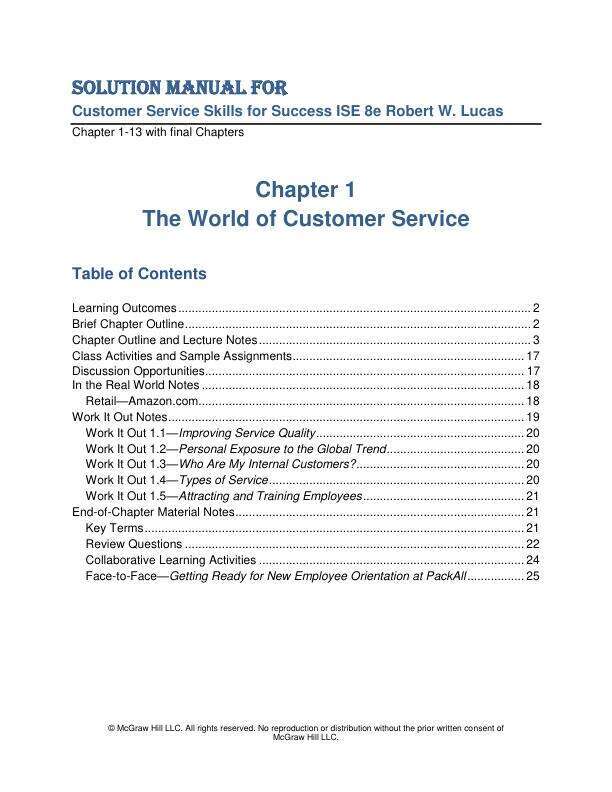 Solution Manual for Customer Service Skills for Success ISE 8e Robert W. Lucas