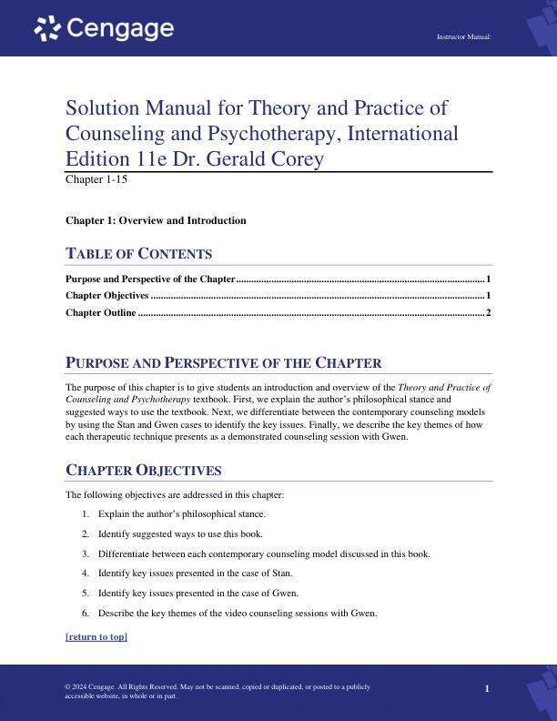 Solution Manual for Theory and Practice of Counseling and Psychotherapy, International Edition 11th Edition By Dr. Gerald Corey