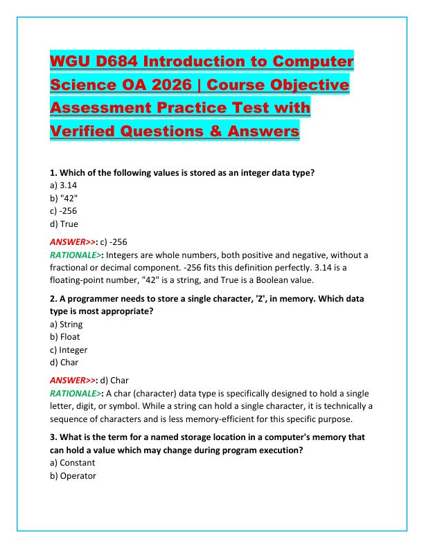 mobile-preview-WGU D684 Introduction to Computer Science OA 2026