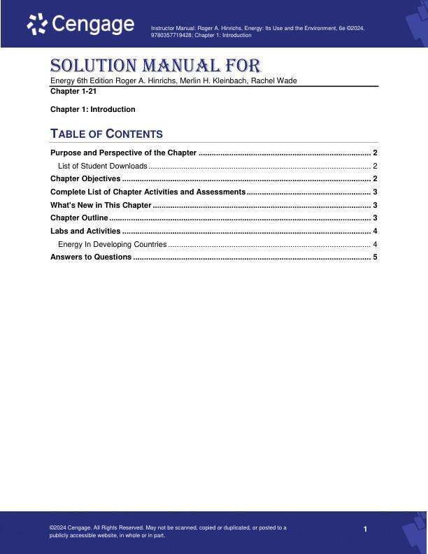 Solution Manual For Energy 6th Edition by Roger A. Hinrichs, Merlin H. Kleinbach, Rachel Wade Chaprer 1-21