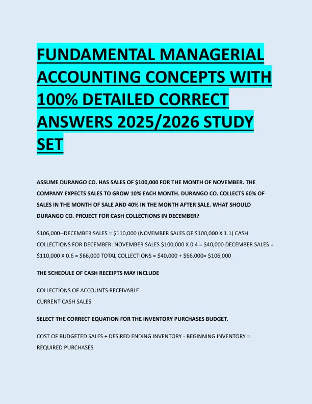 mobile-preview-FUNDAMENTAL MANAGERIAL  ACCOUNTING CONCEPTS WITH  100% DETAILED CORRECT  ANSWERS 2025/2026 STUDY  SET 