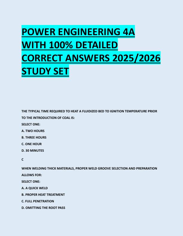 POWER ENGINEERING 4A  WITH 100% DETAILED  CORRECT ANSWERS 2025/2026  STUDY SET 