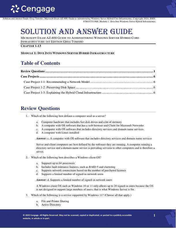 Solution Manual For Microsoft Exam AZ-800 Guide to Administering Windows Server Hybrid Core Infrastructure 1st Edition by Greg Tomsho Module 1-13