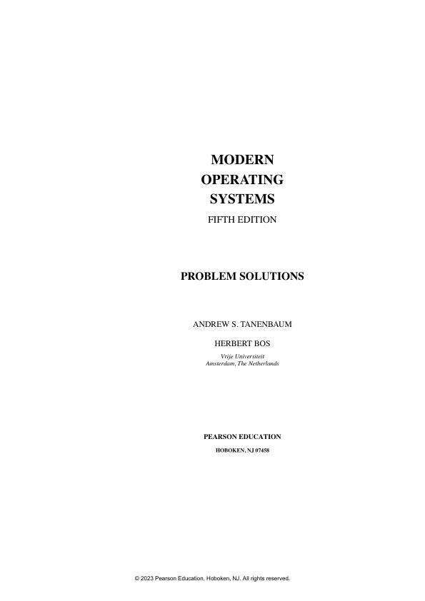 Solution Manual for Modern Operating Systems, 5th Edition by Andrew S. Tanenbaum, Herbert Bos