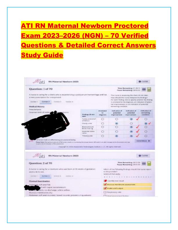 ATI RN Maternal Newborn Proctored Exam 2023 1