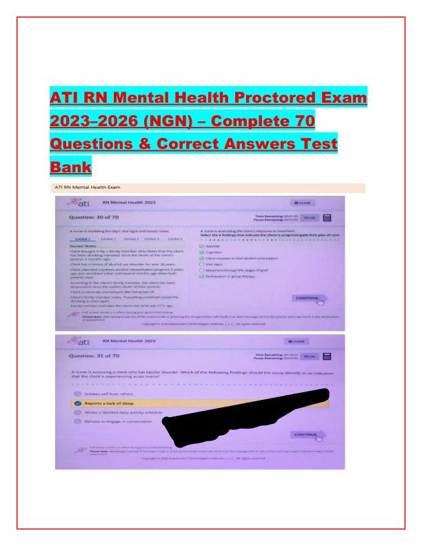 ATI RN Mental Health Proctored Exam 2023