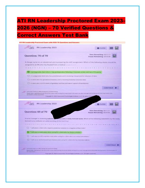 ATI RN Leadership Proctored Exam 2023 1