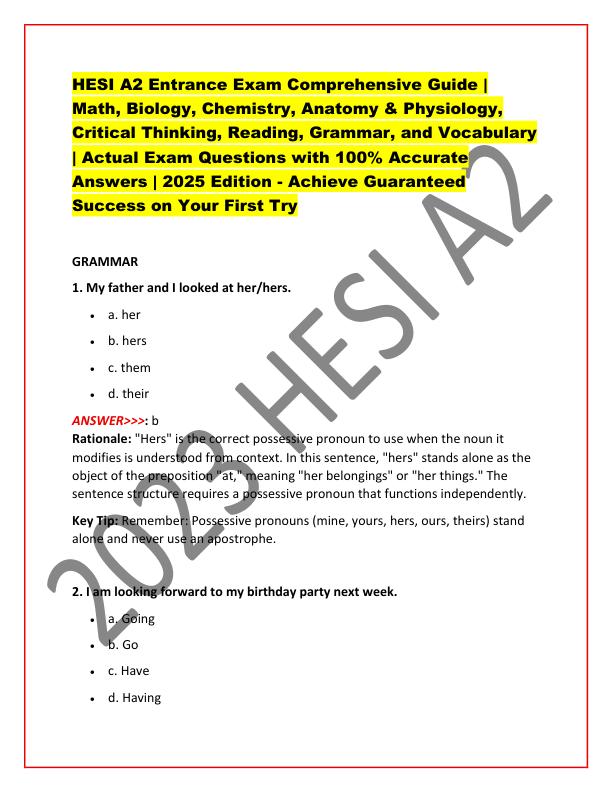 HESI A2 Entrance Exam Comprehensive Guide