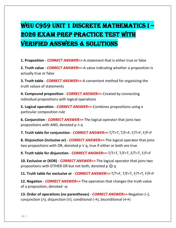 mobile-preview-WGU C959 Unit 1 Discrete Mathematics I