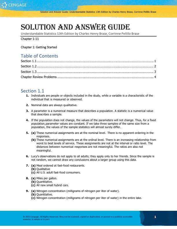 Solution Manual For Understandable Statistics 13th Edition by Charles Henry Brase, Corrinne Pellillo Brase Chapter 1-11
