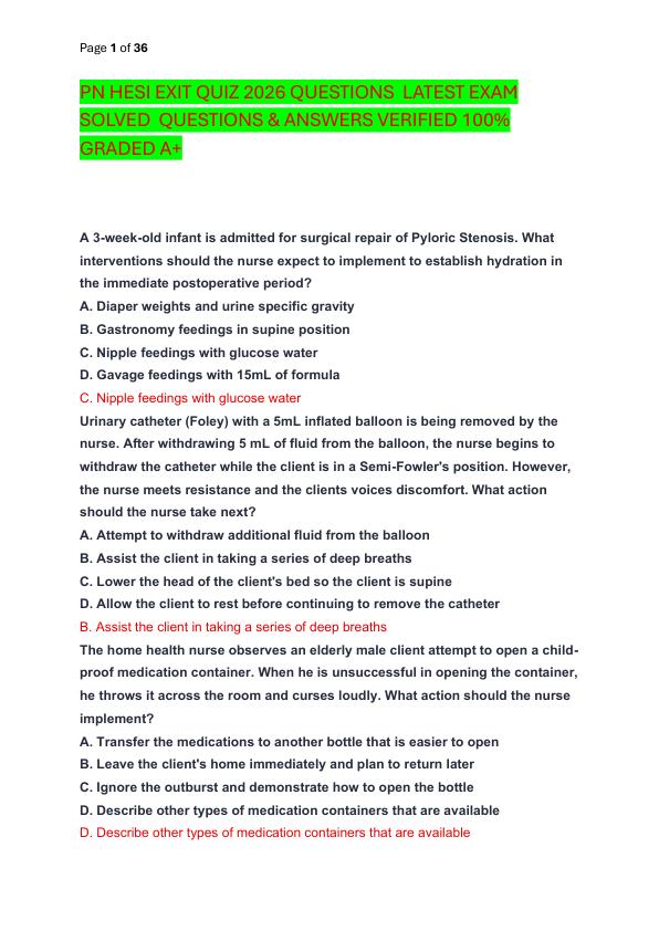 PN HESI EXIT QUIZ 2026 QUESTIONS  LATEST EXAM SOLVED  QUESTIONS & ANSWERS VERIFIED 100%  GRADED A+