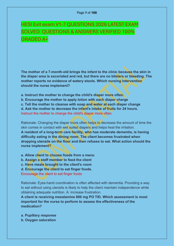 HESI Exit exam V1-7 QUESTIONS 2026 LATEST EXAM SOLVED  QUESTIONS & ANSWERS VERIFIED 100%  GRADED A+