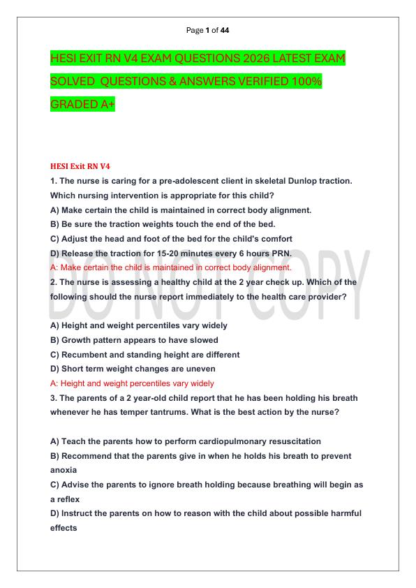 HESI EXIT RN V4 EXAM QUESTIONS 2026 LATEST EXAM SOLVED  QUESTIONS & ANSWERS VERIFIED 100%  GRADED A+