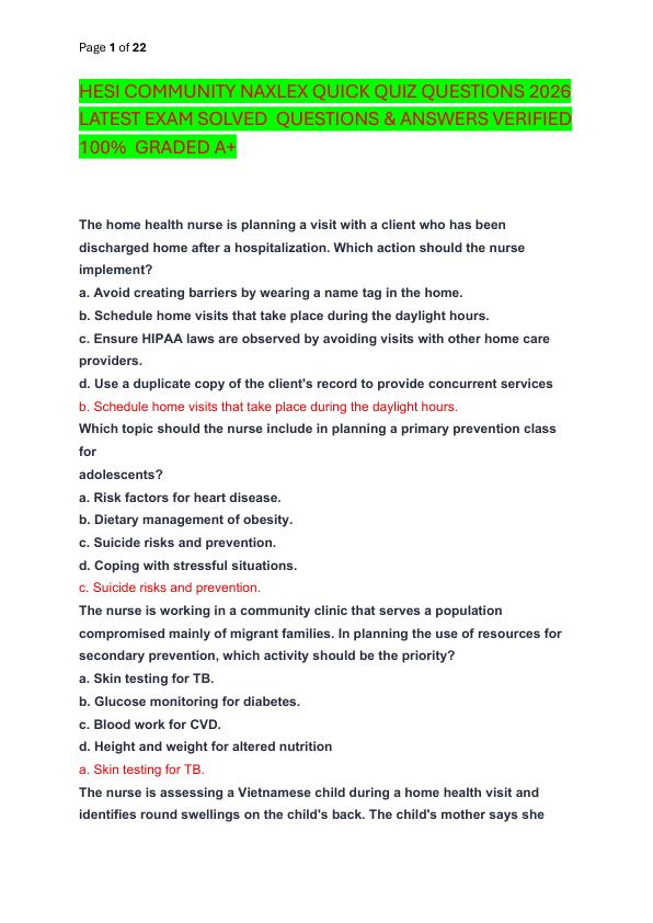 mobile-preview-HESI COMMUNITY NAXLEX QUICK QUIZ QUESTIONS 2026 LATEST EXAM SOLVED  QUESTIONS & ANSWERS VERIFIED 100%  GRADED A+