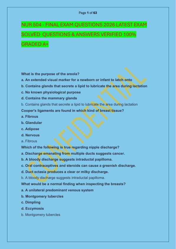 mobile-preview-NUR 504 - FINAL EXAM QUESTIONS 2026 LATEST EXAM SOLVED  QUESTIONS & ANSWERS VERIFIED 100%  GRADED A+