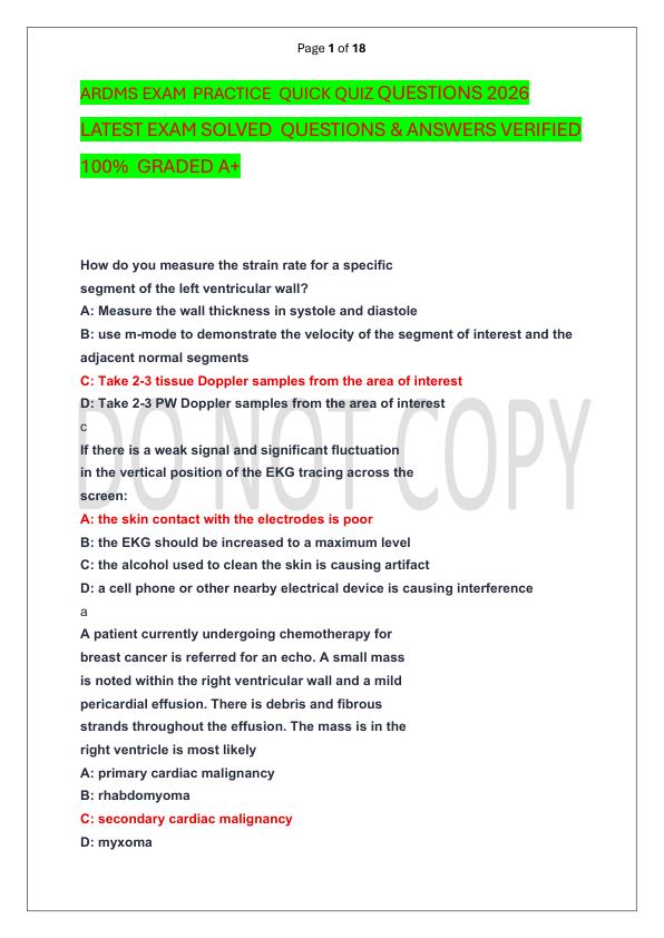 mobile-preview-ARDMS EXAM  PRACTICE  QUICK QUIZ QUESTIONS 2026 LATEST EXAM SOLVED  QUESTIONS & ANSWERS VERIFIED 100%  GRADED A+