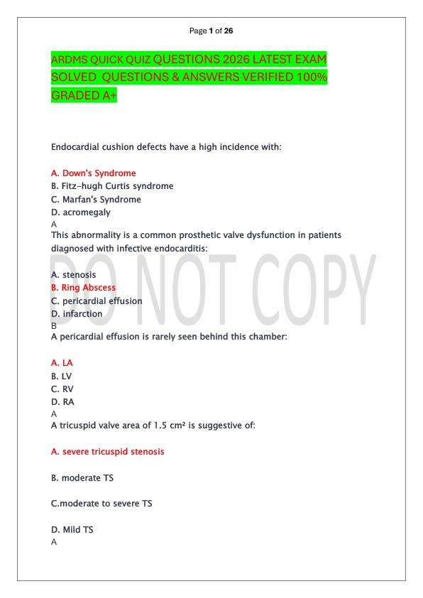 mobile-preview-ARDMS QUICK QUIZ QUESTIONS 2026 LATEST EXAM SOLVED  QUESTIONS & ANSWERS VERIFIED 100%  GRADED A+