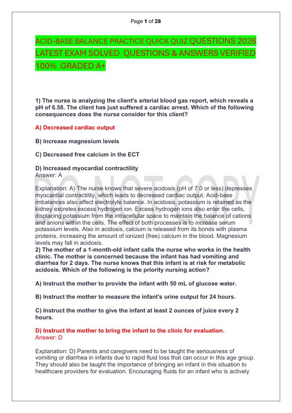 mobile-preview-ACID-BASE BALANCE PRACTICE QUICK QUIZ QUESTIONS 2026 LATEST EXAM SOLVED  QUESTIONS & ANSWERS VERIFIED 100%  GRADED A+