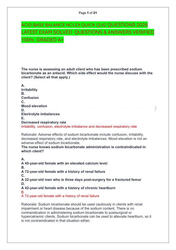 mobile-preview-ACID-BASE BALANCE NCLEX QUICK QUIZ QUESTIONS 2026 LATEST EXAM SOLVED  QUESTIONS & ANSWERS VERIFIED 100%  GRADED A+