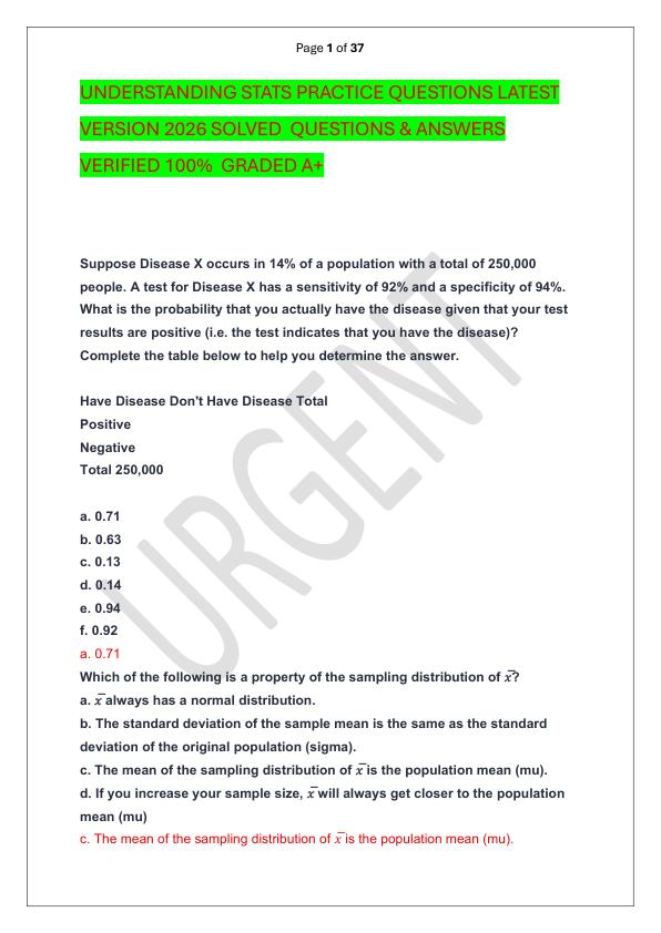 mobile-preview-UNDERSTANDING STATS PRACTICE QUESTIONS LATEST VERSION 2026 SOLVED  QUESTIONS & ANSWERS VERIFIED 100%  GRADED A+