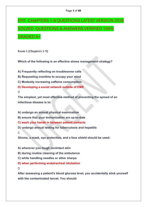 mobile-preview-EMT  CHAPTERS 1-9 QUESTIONS LATEST VERSION 2026 SOLVED  QUESTIONS & ANSWERS VERIFIED 100%  GRADED A+