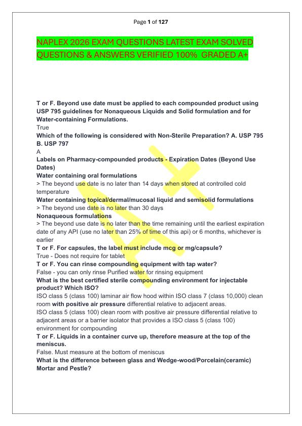 mobile-preview-NAPLEX 2026 EXAM QUESTIONS LATEST EXAM SOLVED  QUESTIONS & ANSWERS VERIFIED 100%  GRADED A+