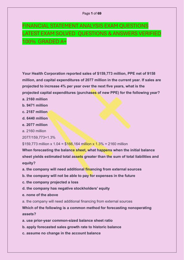 mobile-preview-FINANCIAL STATEMENT ANALYSIS EXAM QUESTIONS LATEST EXAM SOLVED  QUESTIONS & ANSWERS VERIFIED 100%  GRADED A+