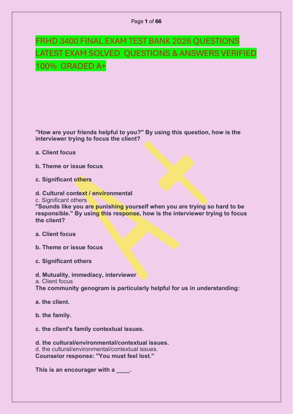 mobile-preview-FRHD 3400 FINAL EXAM TEST BANK 2026 QUESTIONS LATEST EXAM SOLVED  QUESTIONS & ANSWERS VERIFIED 100%  GRADED A+