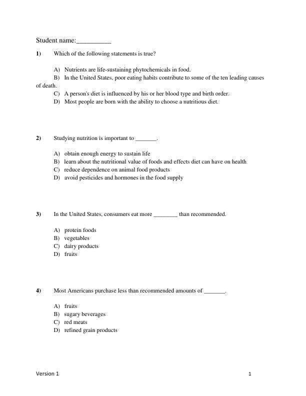 Test Bank For Human Nutrition Science for Healthy Living 2024 Release By Tammy Stephenson, Megan Sanctuary and Caroline Passerrello Chapter 1-20