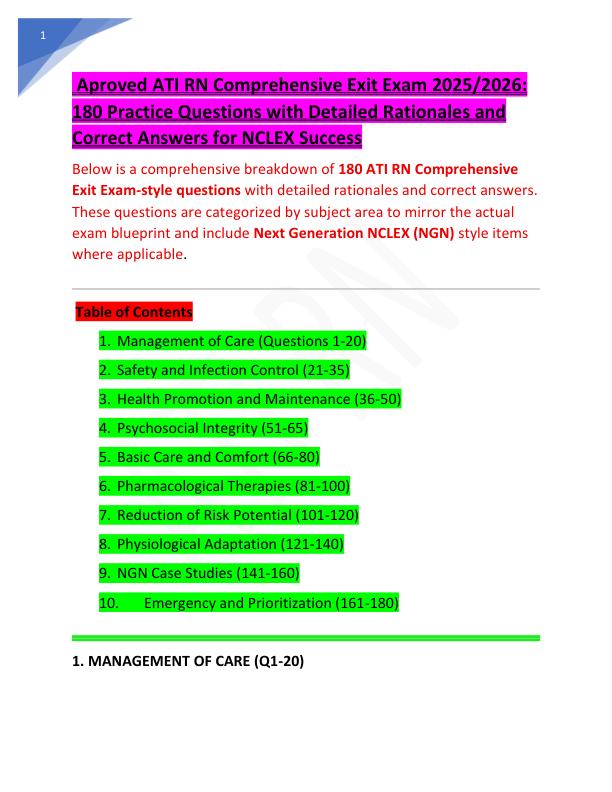 Aproved ATI RN Comprehensive Exit Exam 2025