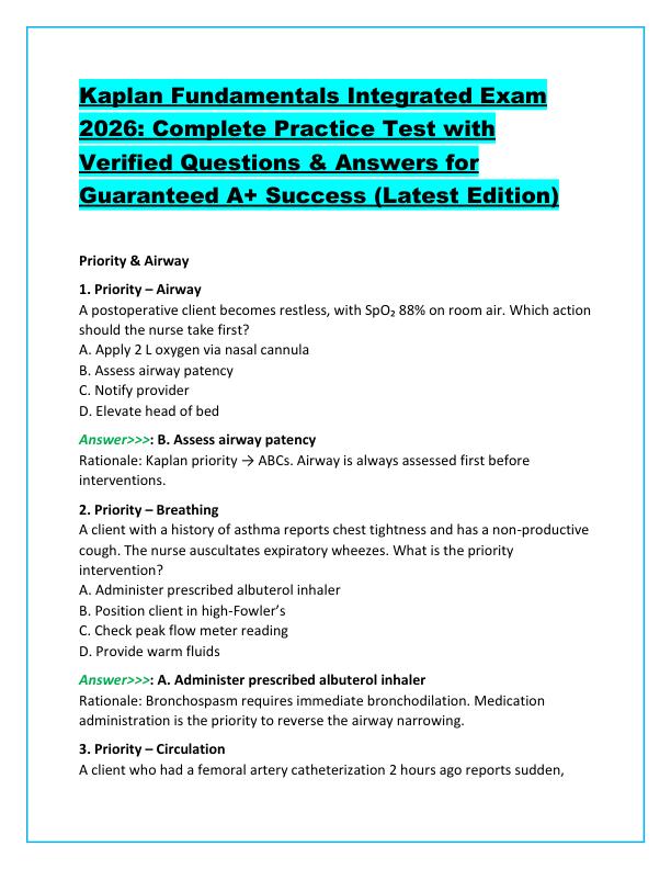 Kaplan Fundamentals Integrated Exam 2026