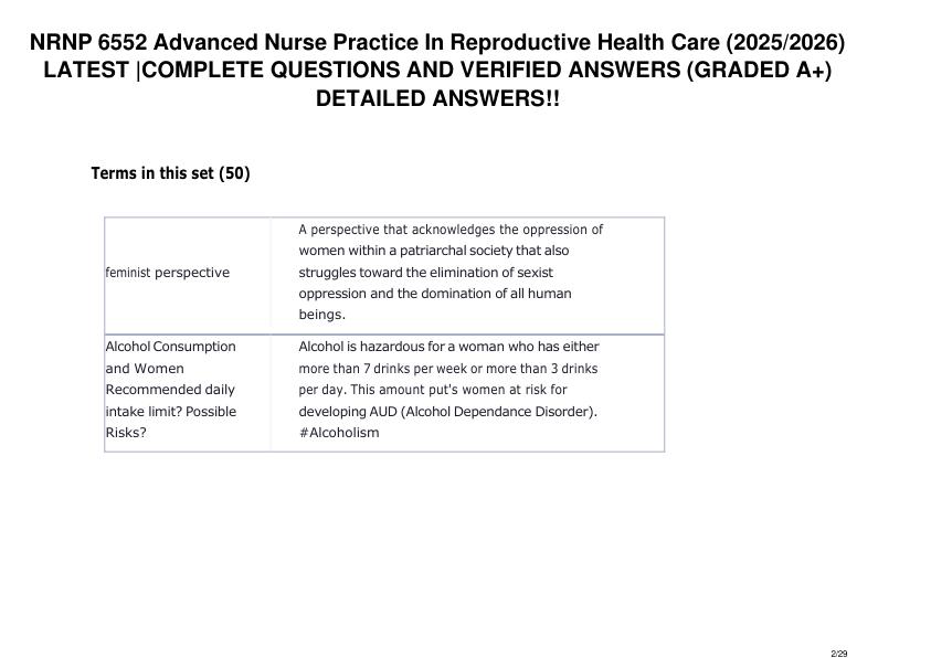 mobile-preview-NRNP 6552 Advanced Nurse Practice In Reproductive Health Care (2025 2026) LATEST COMPLETE QUESTIONS AND VERIFIED 100% ANSWERS (GRADED A+) DETAILED ANSWERS!
