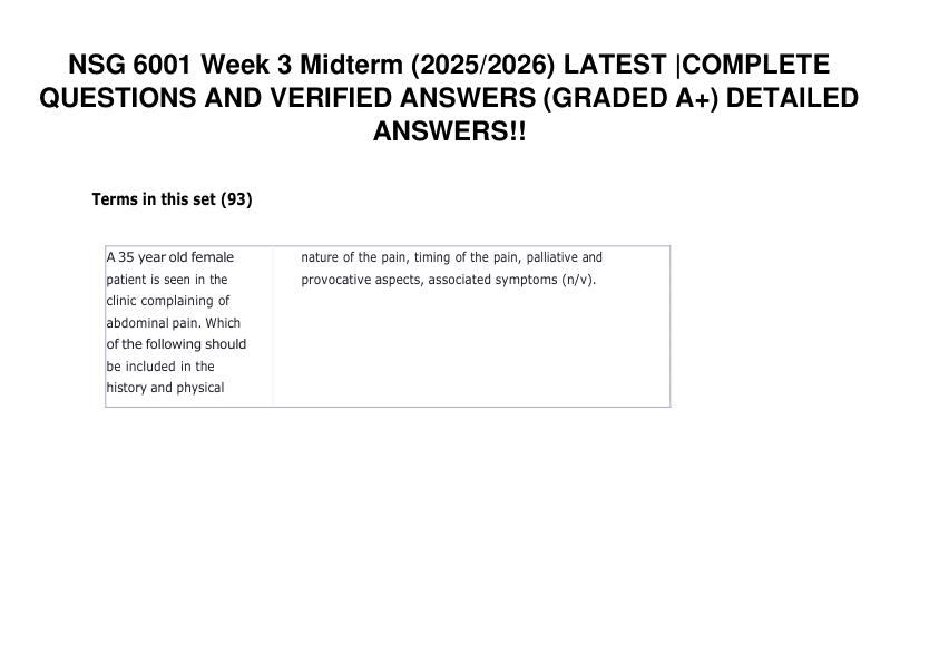 mobile-preview-NSG 6001 Week 3 Midterm  LATEST COMPLETE QUESTIONS AND VERIFIED 100% ANSWERS (GRADED A+)