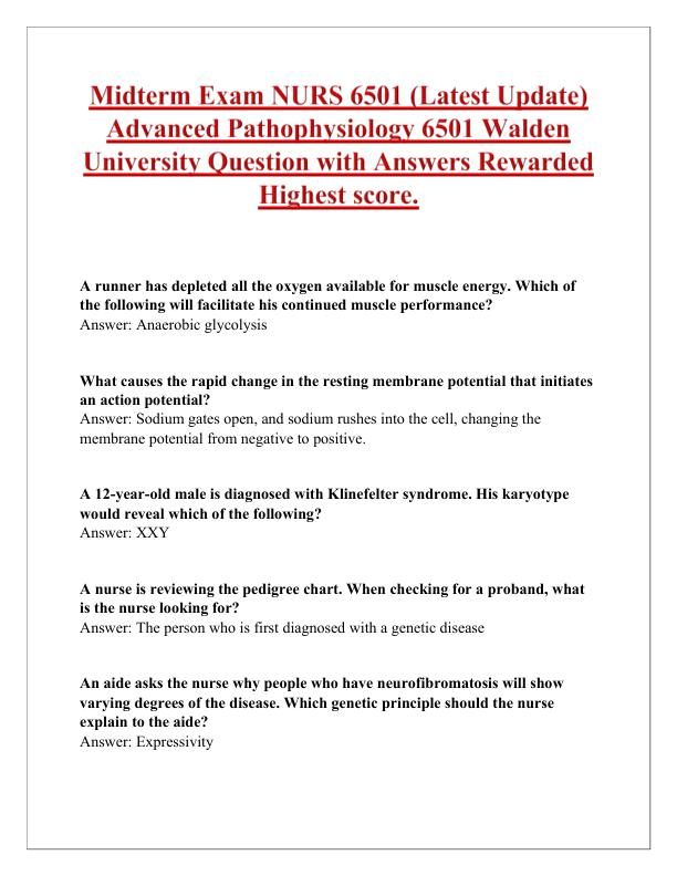 Midterm Exam NURS 6501