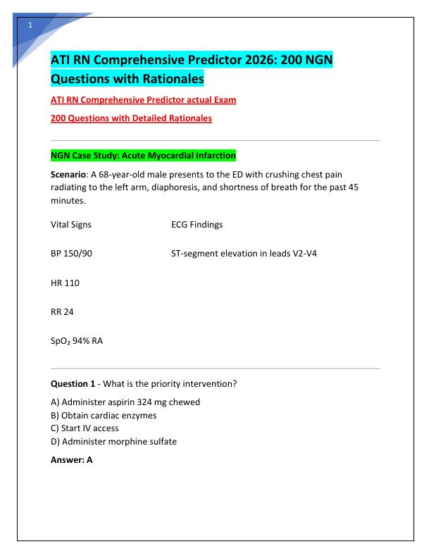 ATI RN Comprehensive Predictor 2026