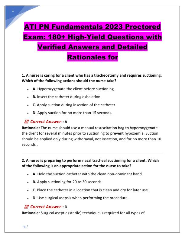 ATI PN Fundamentals 2023 Proctored Exam