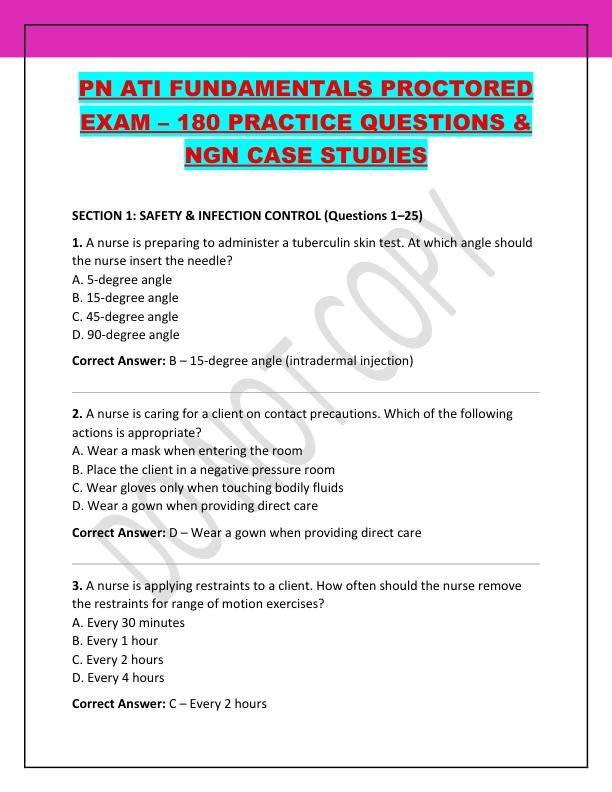 PN ATI FUNDAMENTALS PROCTORED EXAM