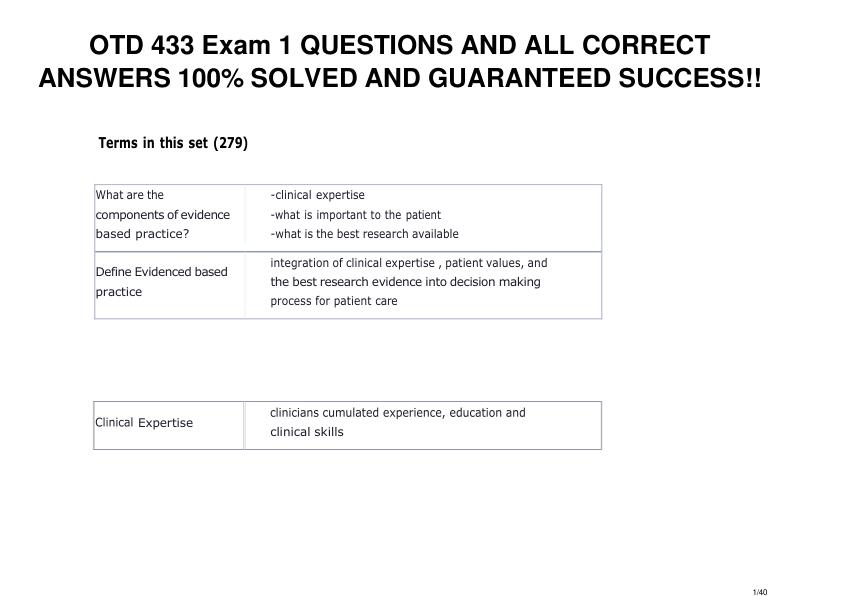 mobile-preview-OTD 433 Exam 1 QUESTIONS AND ALL CORRECT ANSWERS 100% SOLVED AND GUARANTEED SUCCESS!