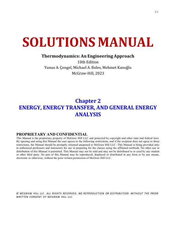 Solution Manual Thermodynamics An Engineering Approach 10th Edition Yunus A. Çengel, Michael A. Boles, Mehmet Kanoğlu
