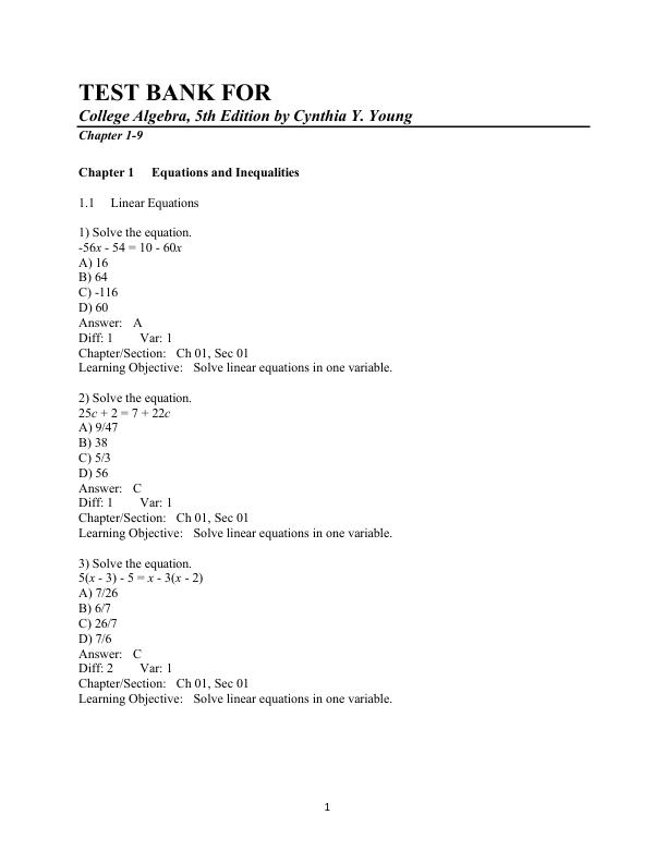 mobile-preview-Test Bank For College Algebra, 5th Edition by Cynthia Y. Young Chapter 1-9