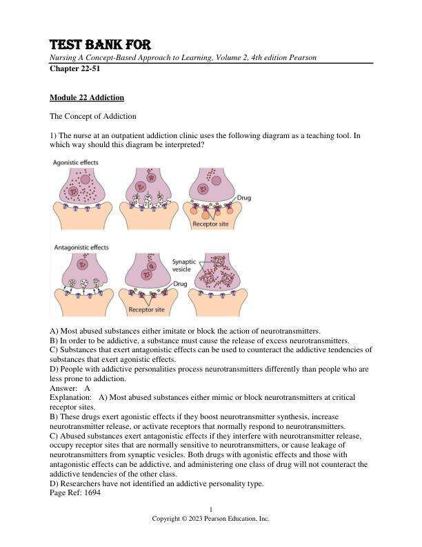 Test Bank For Nursing A Concept-Based Approach to Learning, Volume 2, 4th Edition by Pearson