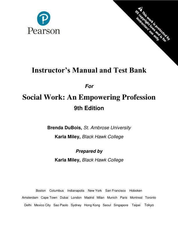 Test Bank For Social Work An Empowering Profession, 9th Edition by Brenda Dubois, Karla Krogsrud Miley