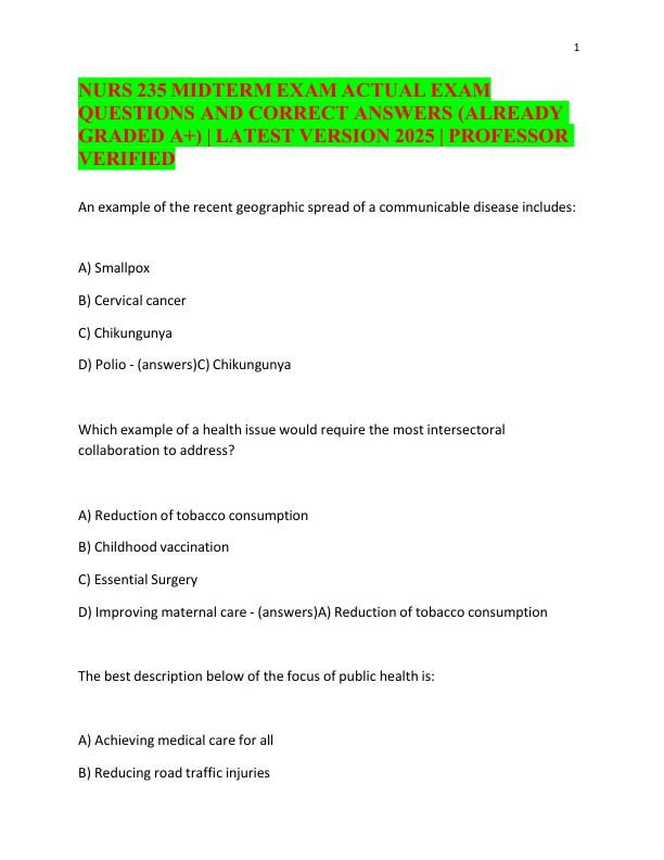mobile-preview-NURS 235 MIDTERM EXAM ACTUAL EXAM QUESTIONS AND CORRECT ANSWERS (ALREADY GRADED A+) LATEST VERSION 2025 PROFESSOR VERIFIED